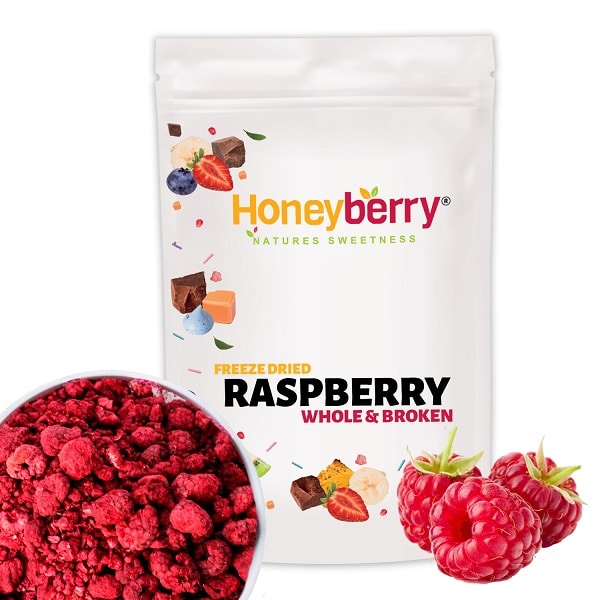 Freeze Dried Whole and Broken Raspberries