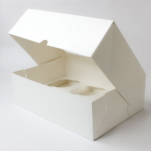 Holds 6 Cupcakes Plain White Cardboard Satin Finish Cupcake Boxes with Window and Inserts patisseries Muffins Pack of 20 