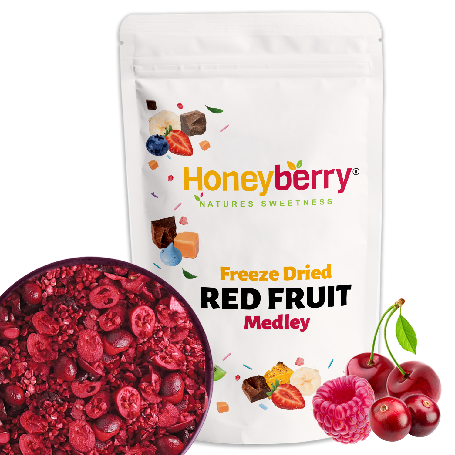 Red Fruit Medley - Raspberry Pieces, Sour Cherry Slices, Cranberry Slices