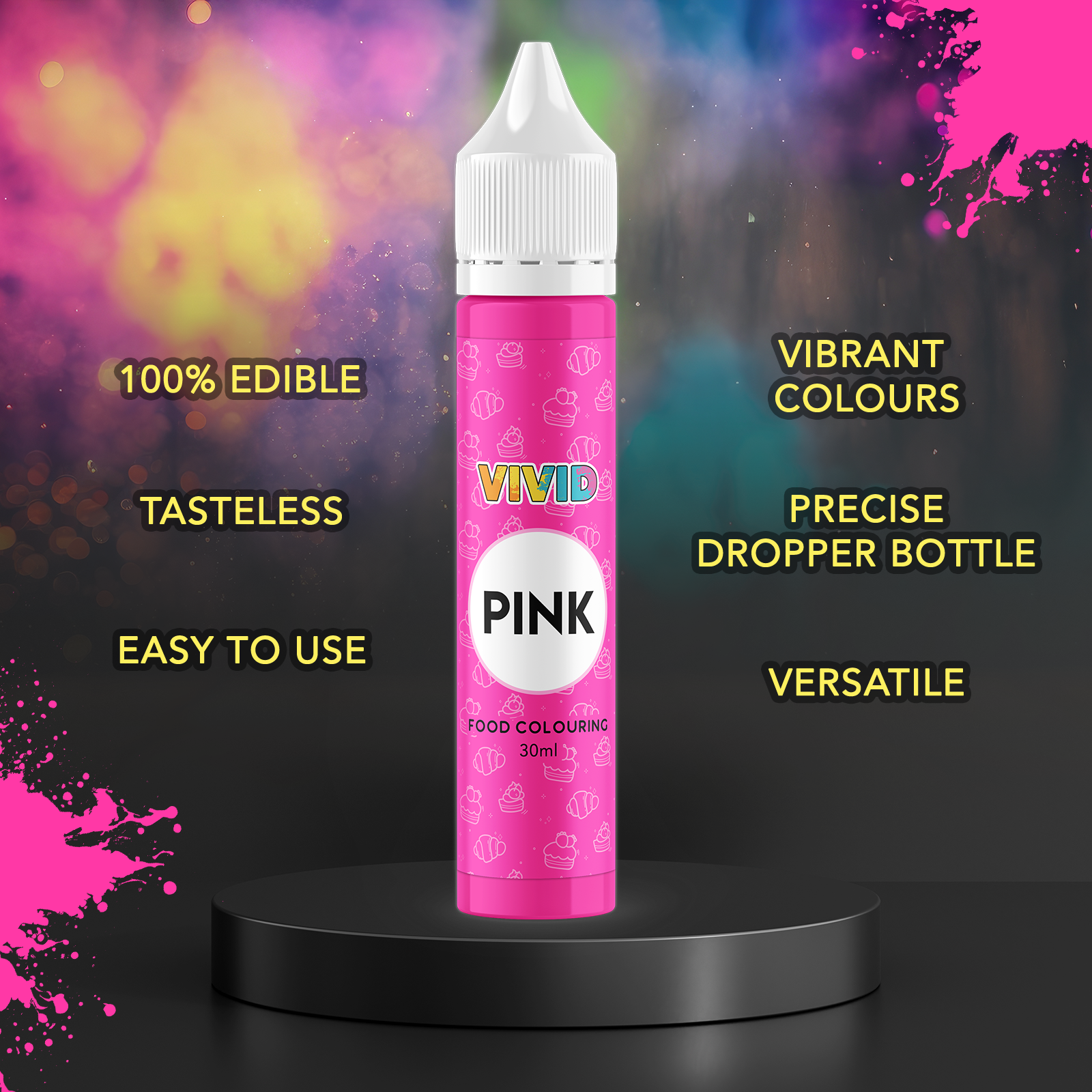 Alternative view of VIVID Pink Bake-Stable Food Colour 30ml